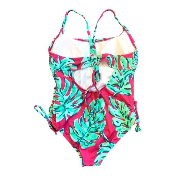 NWOT Beach Betty | Pink Leaf Print One Piece Swimsuit S - Picture 2 of 5